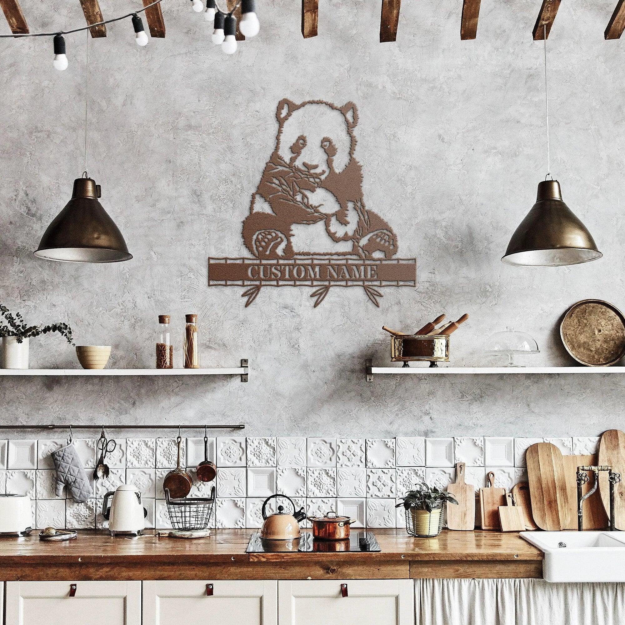 Personalized Panda Bear Metal Wall Sign Art