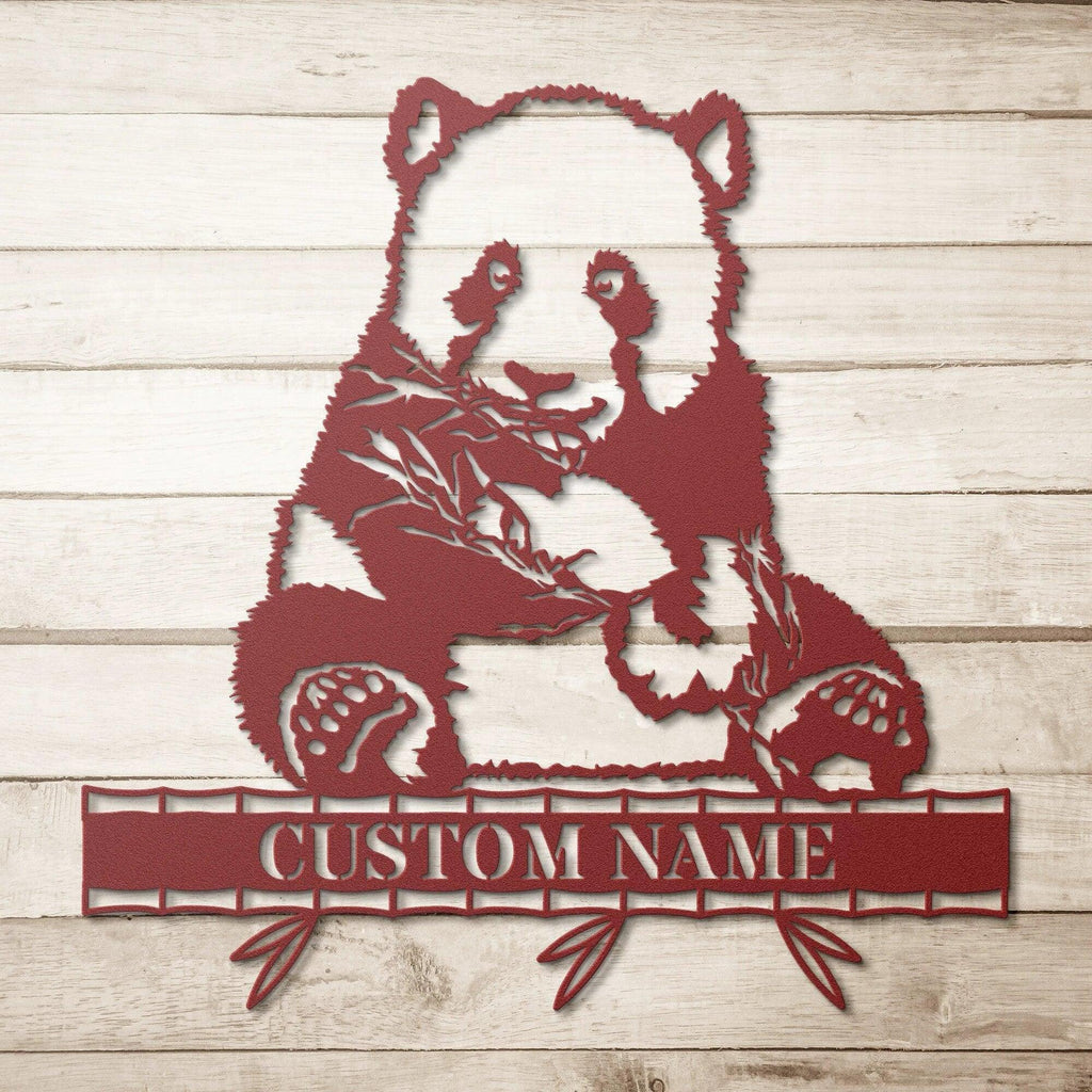 Personalized Panda Bear Metal Wall Sign Art