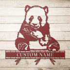 Personalized Panda Bear Metal Wall Sign Art