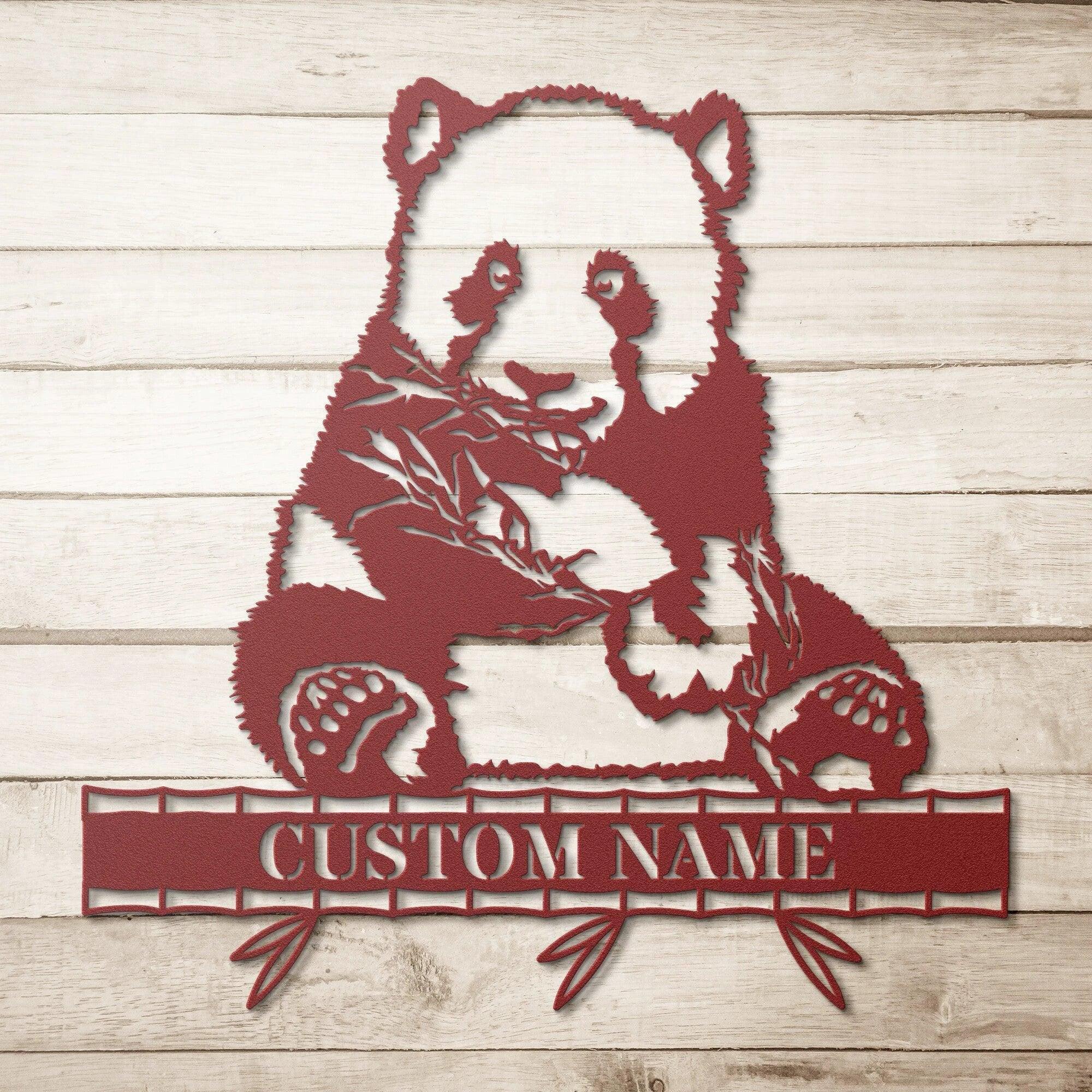 Personalized Panda Bear Metal Wall Sign Art