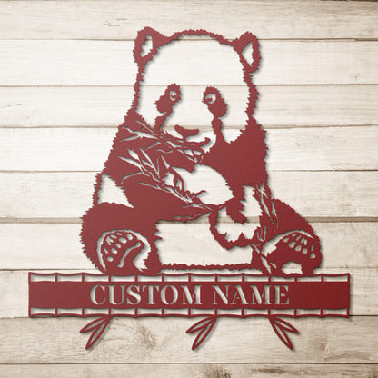 Personalized Panda Bear Metal Wall Sign Art - Mallard Moon Gift Shop
