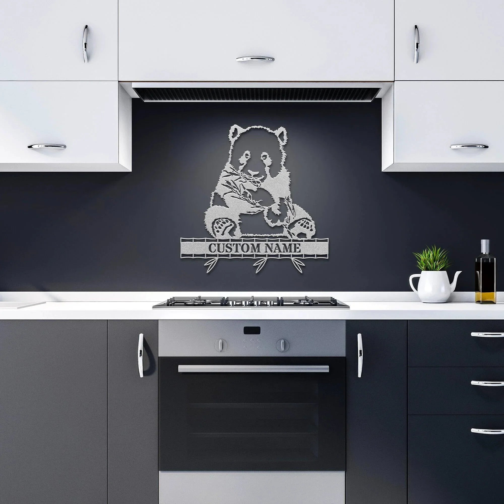 Personalized Panda Bear Metal Wall Sign Art