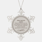 Real Estate Agent Snowflake Ornament - Thanks for being who you are - Birthday Christmas Jewelry Gifts Coworkers Colleague Boss