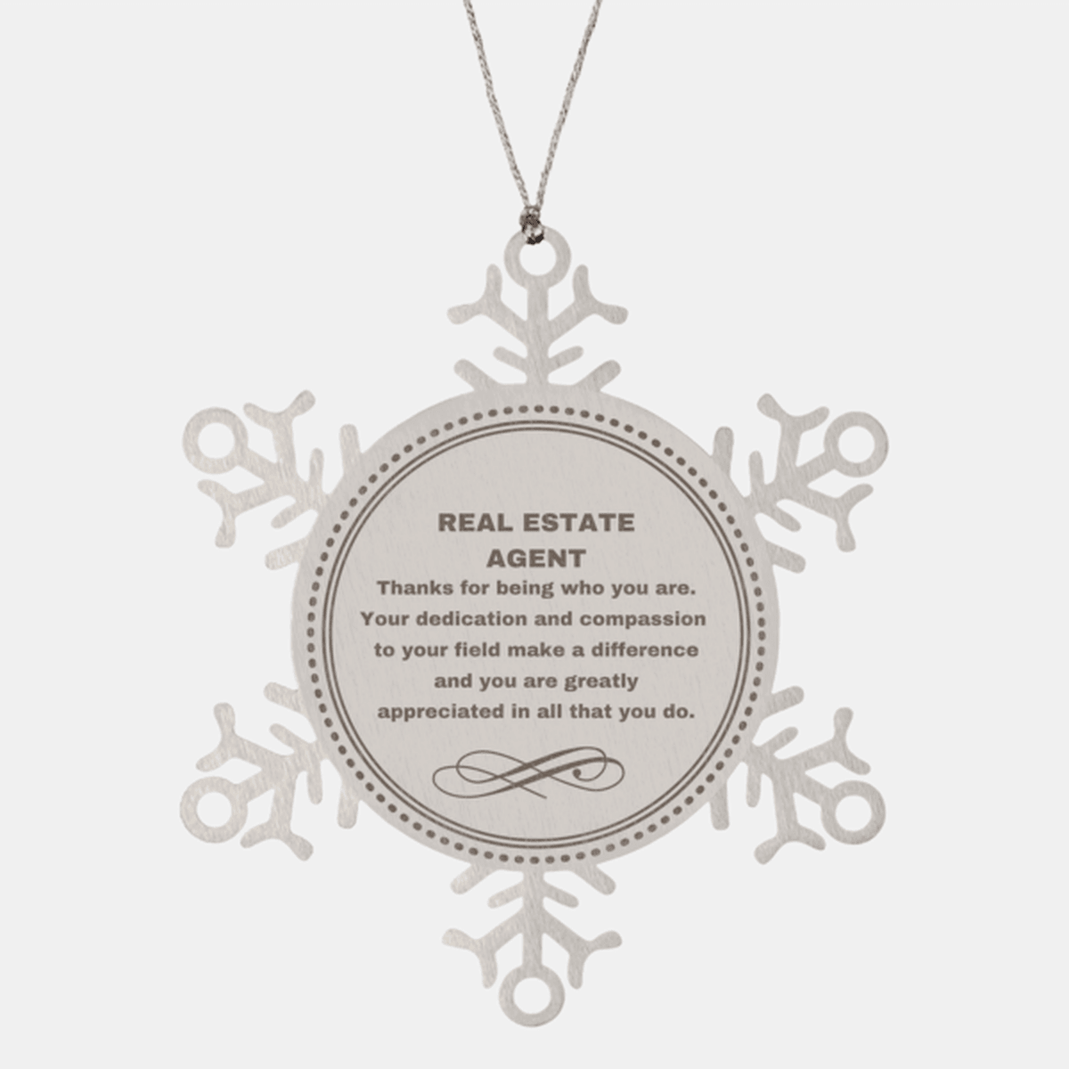 Real Estate Agent Snowflake Ornament - Thanks for being who you are - Birthday Christmas Jewelry Gifts Coworkers Colleague Boss