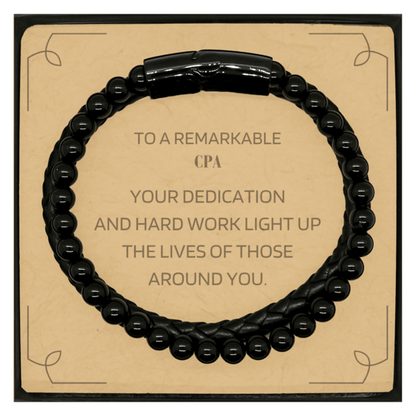 Remarkable CPA Gifts, Your dedication and hard work, Inspirational Birthday Christmas Unique Stone Leather Bracelets For CPA, Coworkers, Men, Women, Friends - Mallard Moon Gift Shop