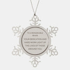 Remarkable Dealer Gifts, Your dedication and hard work, Inspirational Birthday Christmas Unique Snowflake Ornament