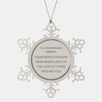 Remarkable Librarian Gifts, Your dedication and hard work, Inspirational Birthday Christmas Unique Snowflake Ornament For Librarian, Coworkers, Men, Women, Friends