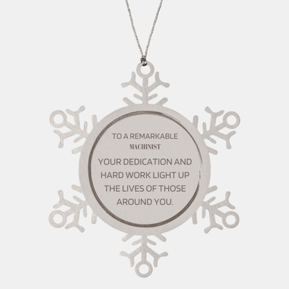 Remarkable Machinist Gifts, Your dedication and hard work, Inspirational Birthday Christmas Unique Snowflake Ornament For Machinist, Coworkers, Men, Women, Friends