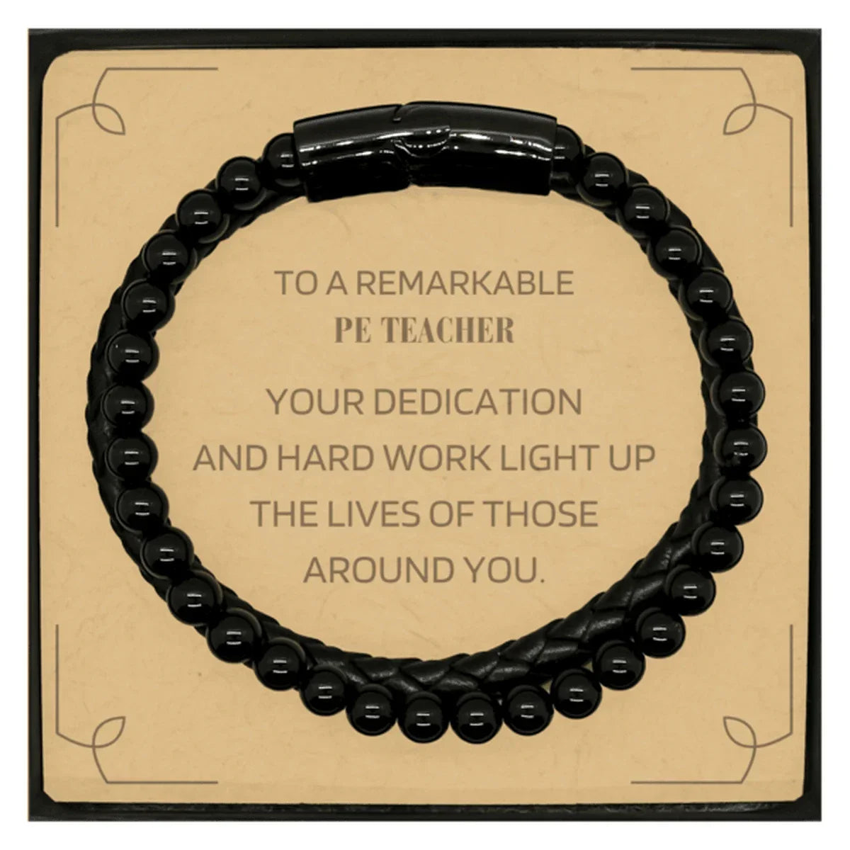 Remarkable PE Teacher Gifts Inspirational Birthday Christmas Unique Stone Leather Bracelets For PE Teacher, Coworkers, Men, Women, Friends