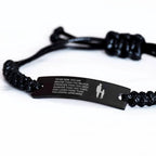 Gift for Son Handmade Black Engraved Braided Rope Bracelet