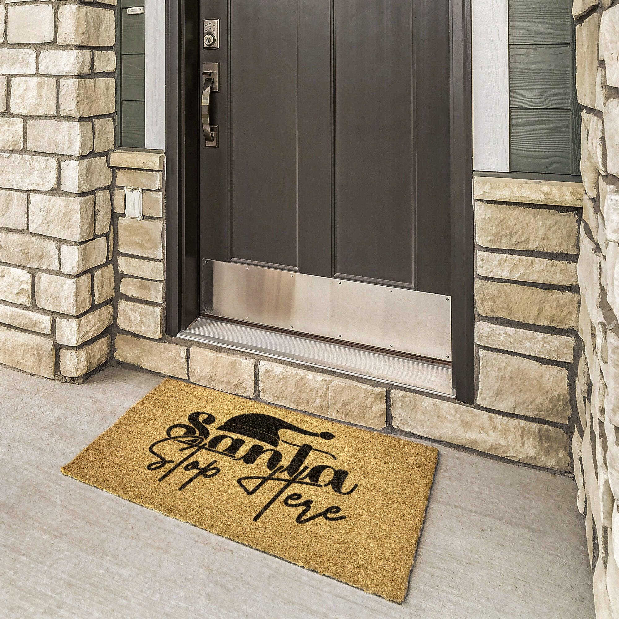 Santa Stop Here Christmas Outdoor Mat - Mallard Moon Gift Shop