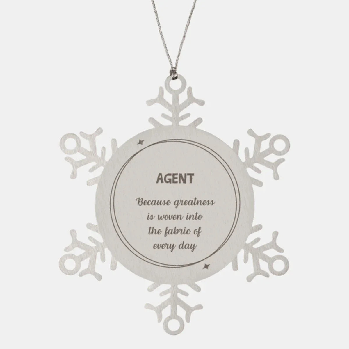 Sarcastic Agent Snowflake Ornament Gifts, Christmas Holiday Gifts for Agent Ornament, Agent: Because greatness is woven into the fabric