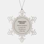 Sarcastic Ambulance Driver Snowflake Ornament Gifts, Christmas Holiday Gifts for Ambulance Driver Ornament, Ambulance Driver: Because greatness is woven into the fabric