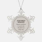Sarcastic Apartment Manager Snowflake Ornament Gifts, Christmas Holiday Gifts for Apartment Manager Ornament, Apartment Manager: Because greatness is woven into the fabric