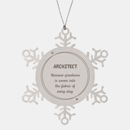 Sarcastic Architect Snowflake Ornament Gifts, Christmas Holiday Gifts for Architect Ornament, Architect: Because greatness is woven into the fabric of every day, Coworkers, Friends