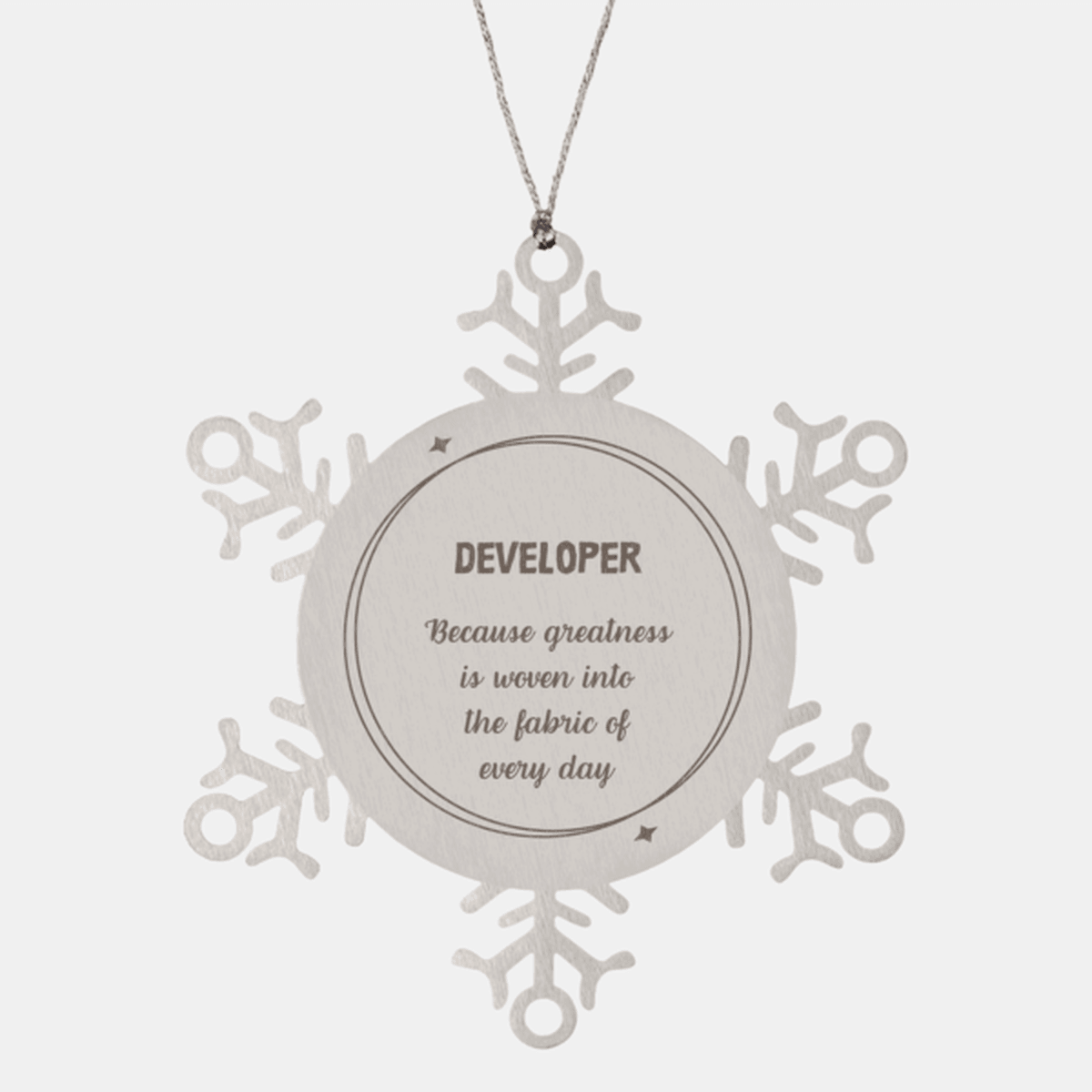 Sarcastic Developer Snowflake Ornament Gifts, Christmas Holiday Gifts for Developer Ornament, Developer: Because greatness is woven into the fabric of every day, Coworkers, Friends
