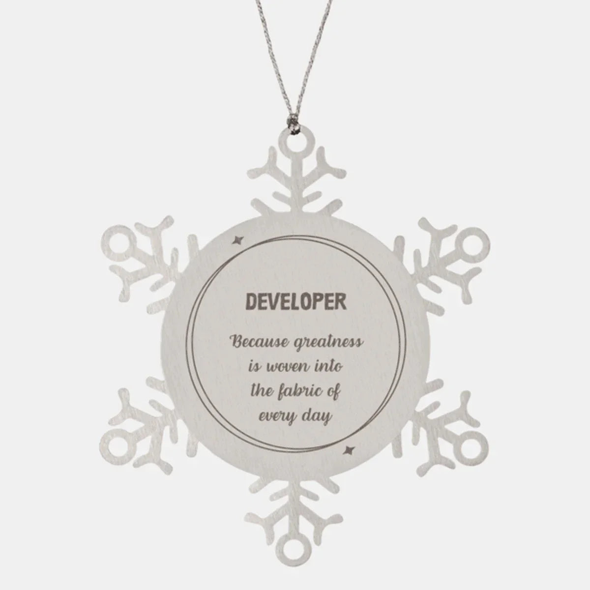 Sarcastic Developer Snowflake Ornament Gifts, Christmas Holiday Gifts for Developer Ornament, Developer: Because greatness is woven into the fabric