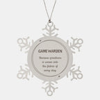 Sarcastic Game Warden Snowflake Ornament Gifts, Christmas Holiday Gifts for Game Warden Ornament, Game Warden: Because greatness is woven into the fabric