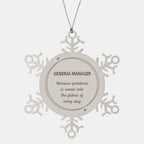 Sarcastic General Manager Snowflake Ornament Gifts, Christmas Holiday Gifts for General Manager Ornament, General Manager: Because greatness is woven into the fabric