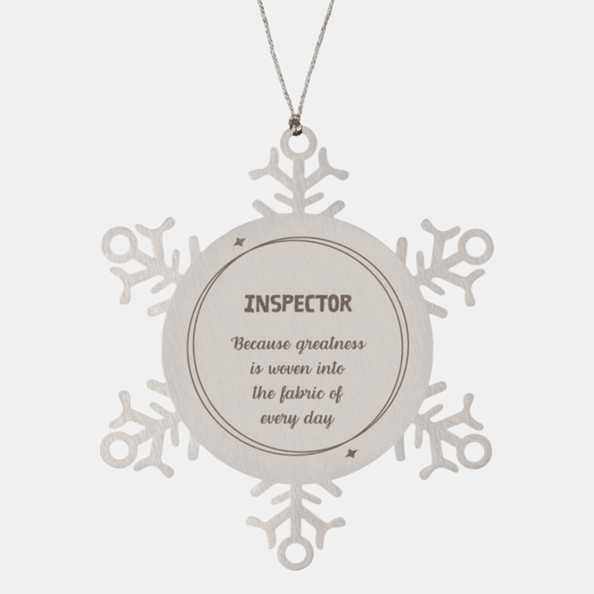 Sarcastic Inspector Snowflake Ornament Gifts, Christmas Holiday Gifts for Inspector Ornament, Inspector: Because greatness is woven into the fabric of every day, Coworkers, Friends