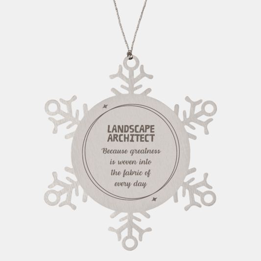 Sarcastic Landscape Architect Snowflake Ornament Gifts, Christmas Holiday Gifts for Landscape Architect Ornament, Landscape Architect: Because greatness is woven into the fabric of every day, Coworkers, Friends