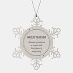 Sarcastic Music Teacher Snowflake Ornament Gifts, Christmas Holiday Gifts for Music Teacher Ornament, Music Teacher: Because greatness is woven into the fabric