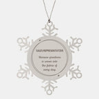 Sarcastic Sales Representative Snowflake Ornament Gifts, Christmas Holiday Gifts for Sales Representative Ornament, Sales Representative: Because greatness is woven into the fabric