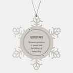Sarcastic Secretary Snowflake Ornament Gifts, Christmas Holiday Gifts for Secretary Ornament, Secretary: Because greatness is woven into the fabric