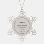 Sarcastic Server Snowflake Ornament Gifts, Christmas Holiday Gifts for Server Ornament, Server: Because greatness is woven into the fabric