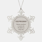 Sarcastic Vice President Snowflake Ornament Gifts, Christmas Holiday Gifts for Vice President Ornament, Vice President: Because greatness is woven into the fabric