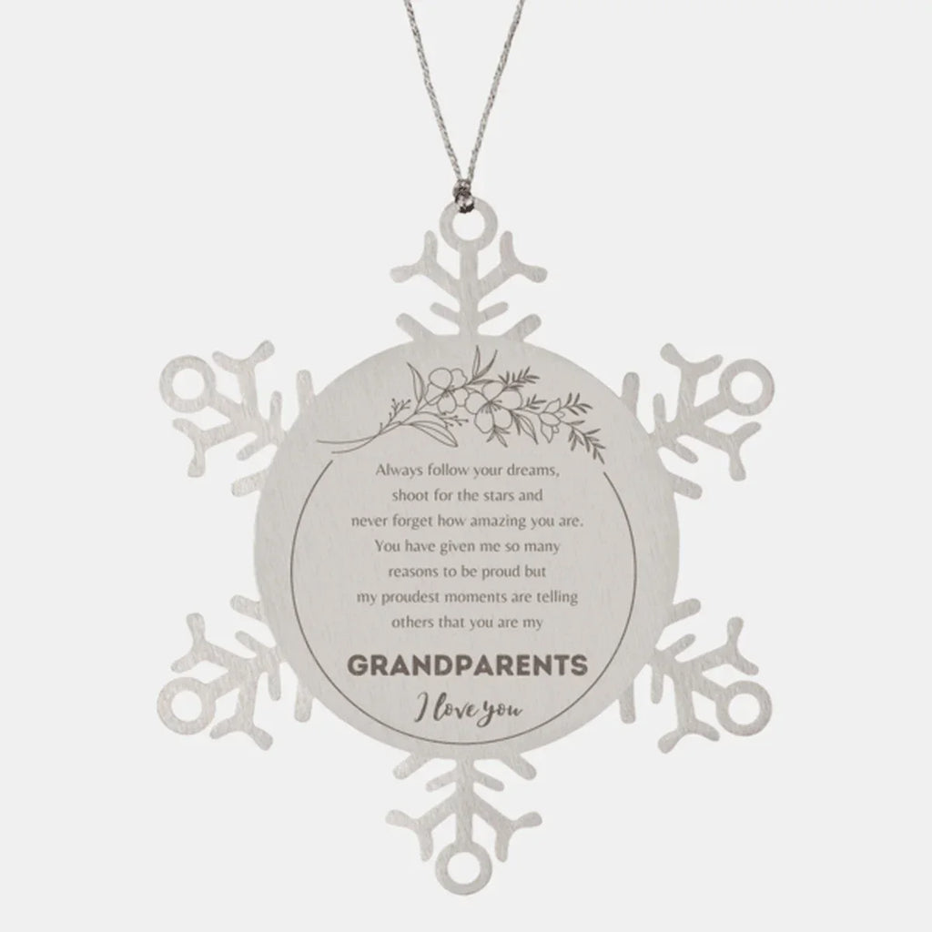 Snowflake Ornament for Grandparents Present, Grandparents Always follow your dreams, never forget how amazing you are, Grandparents Christmas Gifts Decorations for Girls Boys Teen Men Women