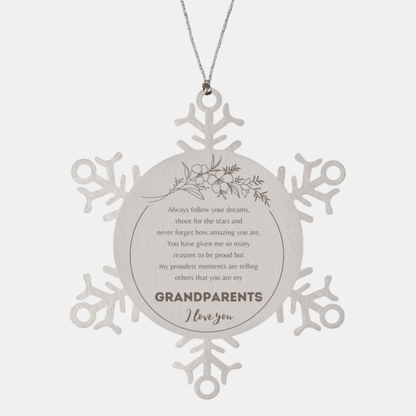 Snowflake Ornament for Grandparents Present, Grandparents Always follow your dreams, never forget how amazing you are, Grandparents Christmas Gifts Decorations for Girls Boys Teen Men Women