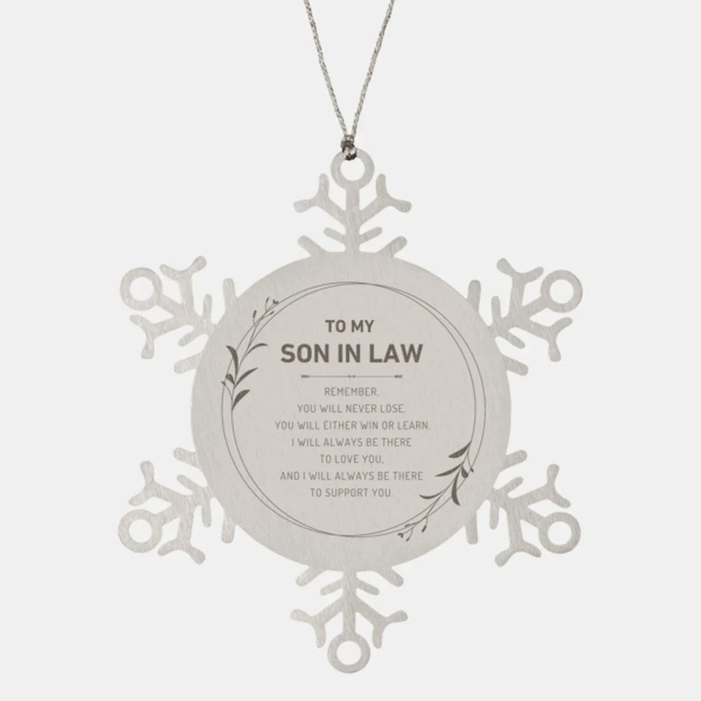 Son In Law Ornament Gifts, To My Son In Law Remember, you will never lose. You will either WIN or LEARN, Keepsake Snowflake Ornament For Son In Law, Birthday Christmas Gifts Ideas For Son In Law X-mas Gifts
