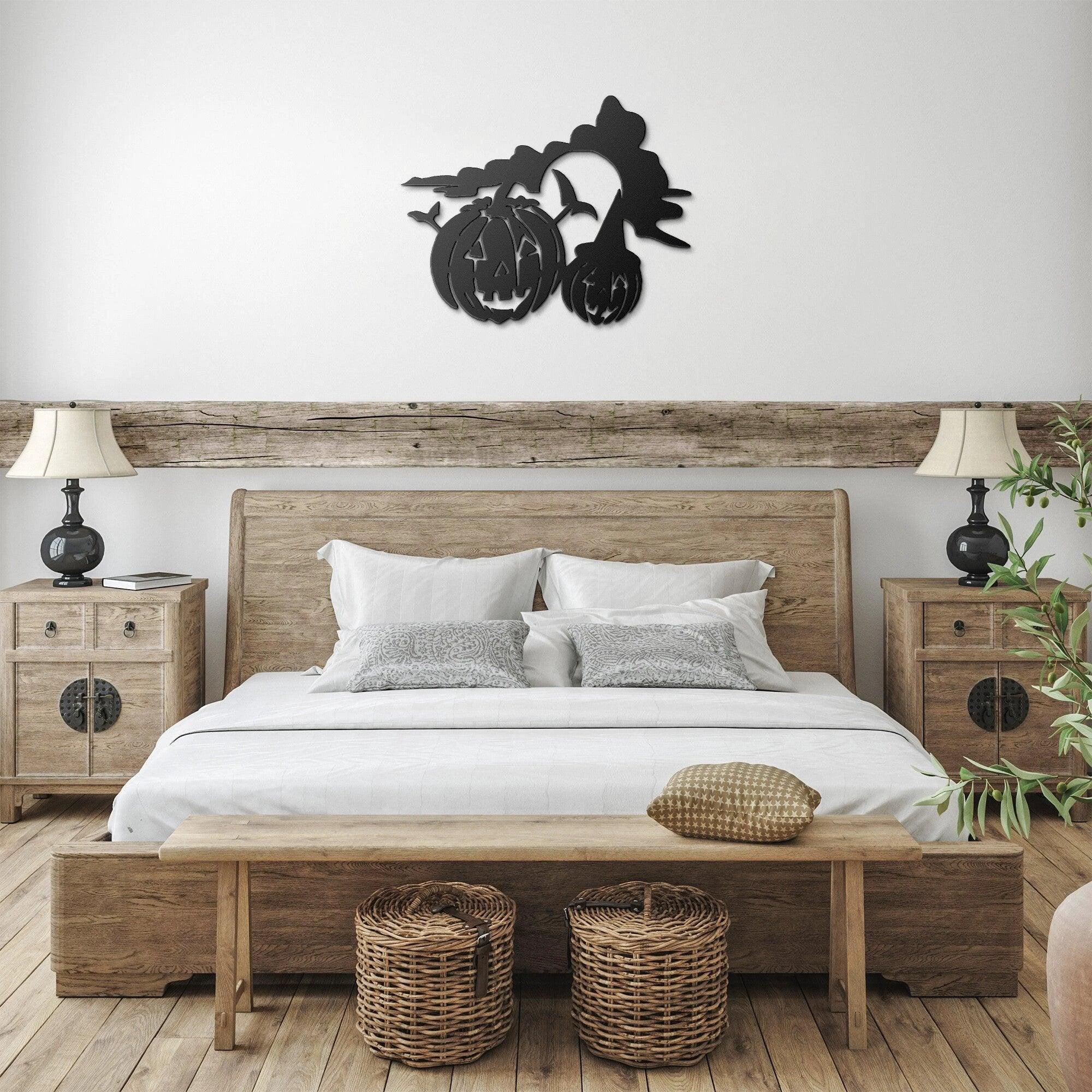 Spooky Halloween Pumpkins Metal Wall Art Sign