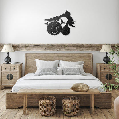 Spooky Halloween Pumpkins Metal Wall Art Sign - Mallard Moon Gift Shop