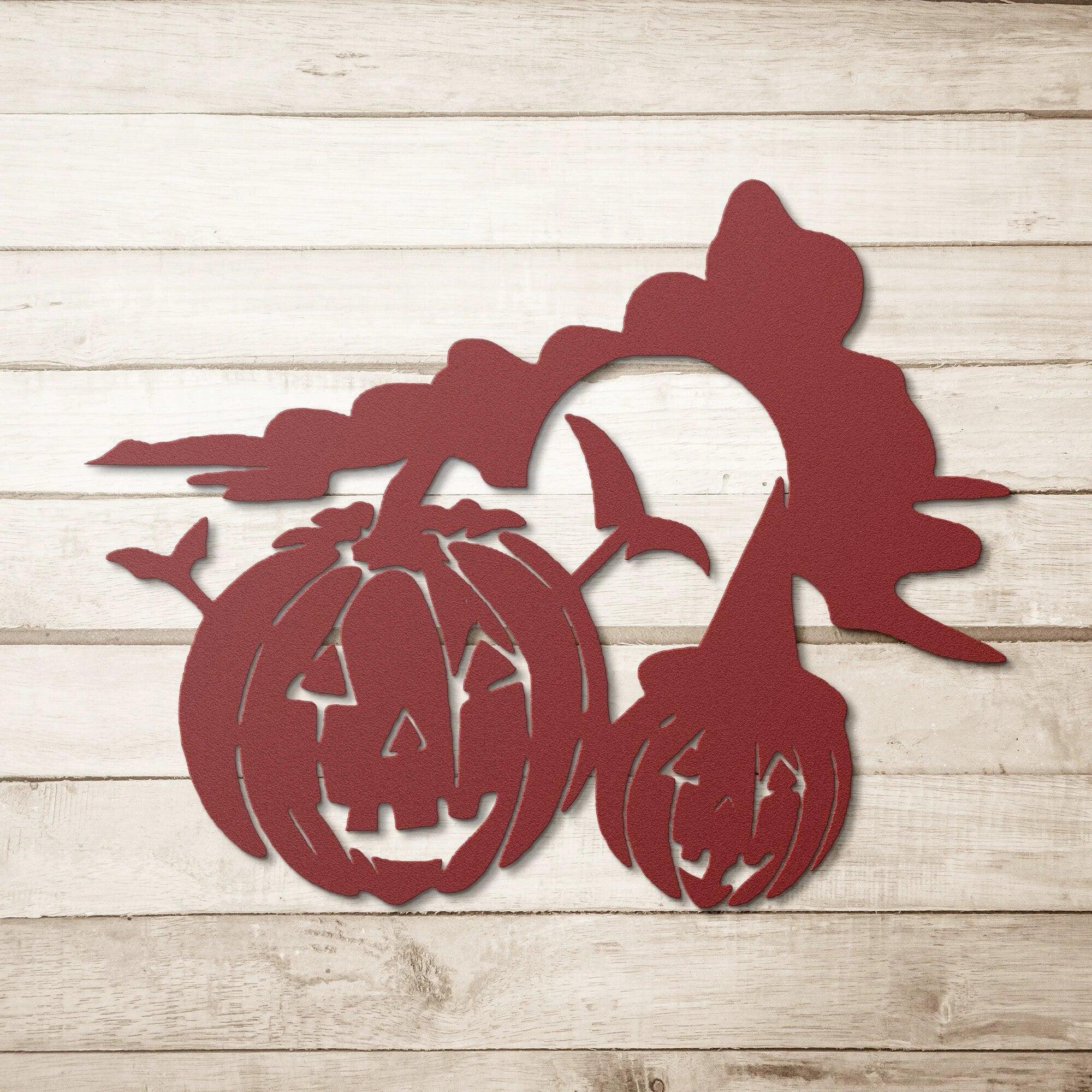 Spooky Halloween Pumpkins Metal Wall Art Sign
