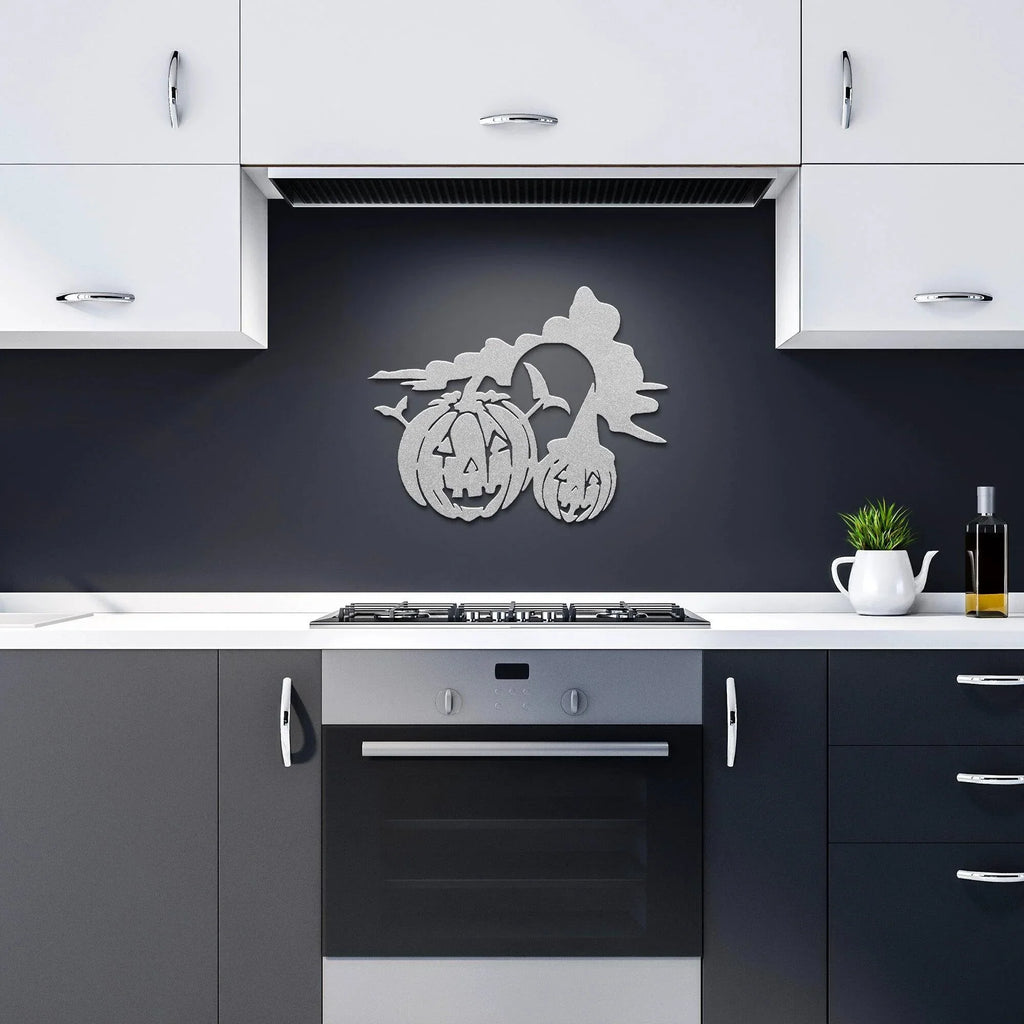 Spooky Halloween Pumpkins Metal Wall Art Sign