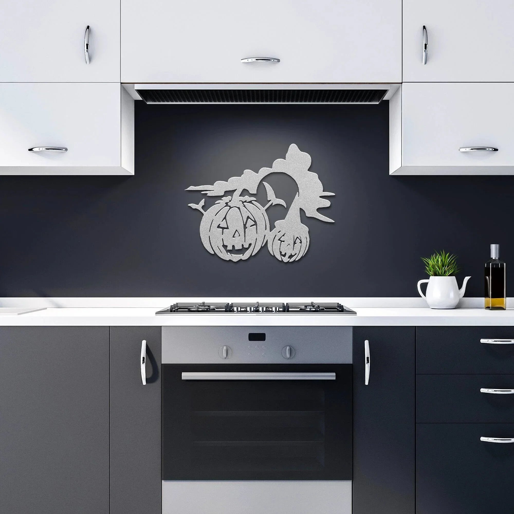 Spooky Halloween Pumpkins Metal Wall Art Sign