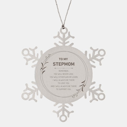 Stepmom Ornament Gifts, To My Stepmom Remember, you will never lose. You will either WIN or LEARN, Keepsake Snowflake Ornament For Stepmom, Birthday Christmas Gifts Ideas For Stepmom X-mas Gifts