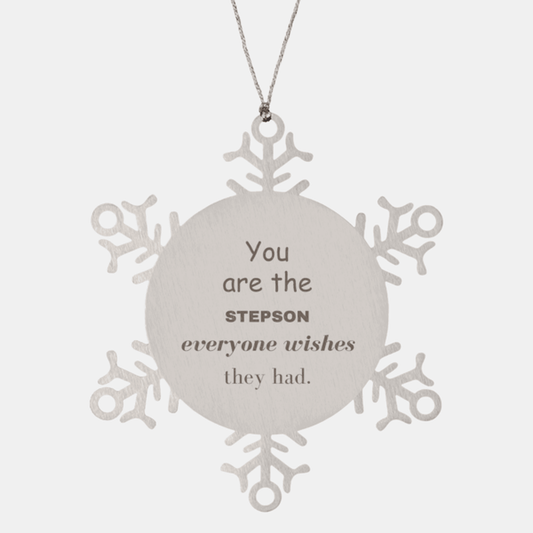 Stepson Snowflake Ornament, Everyone wishes they had, Inspirational Ornament For Stepson, Stepson Gifts, Birthday Christmas Unique Gifts For Stepson