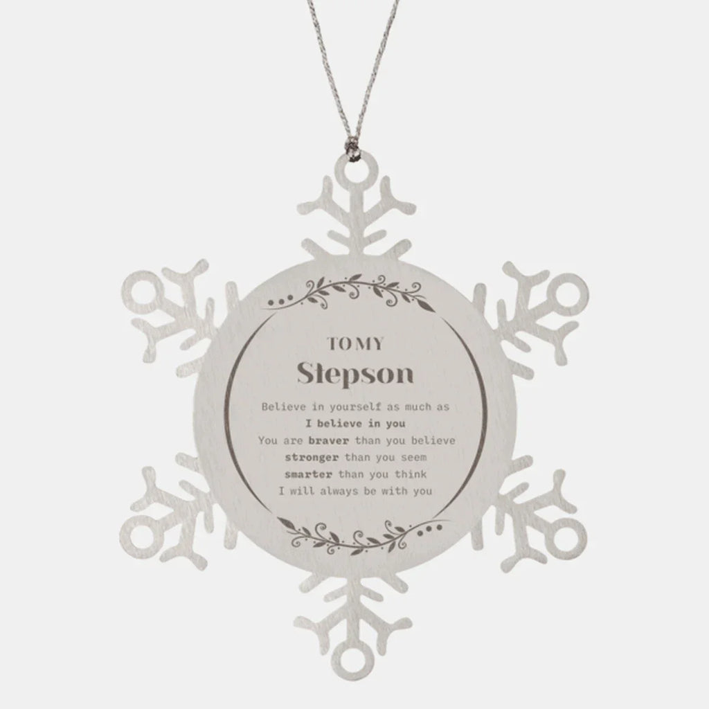 Stepson Snowflake Ornament Gifts, To My Stepson You are braver than you believe, stronger than you seem, Inspirational Gifts For Stepson Ornament, Birthday, Christmas Gifts For Stepson Men Women