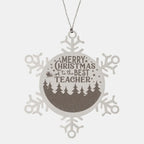 Teacher Gift, Merry Christmas to the Best Teacher, Snowflake Laser Engraved Steel Christmas Ornament, Funny Sarcastic Gifts, Novelty Gifts for Men, Women, Coworkers, Keepsake Teacher Ornament