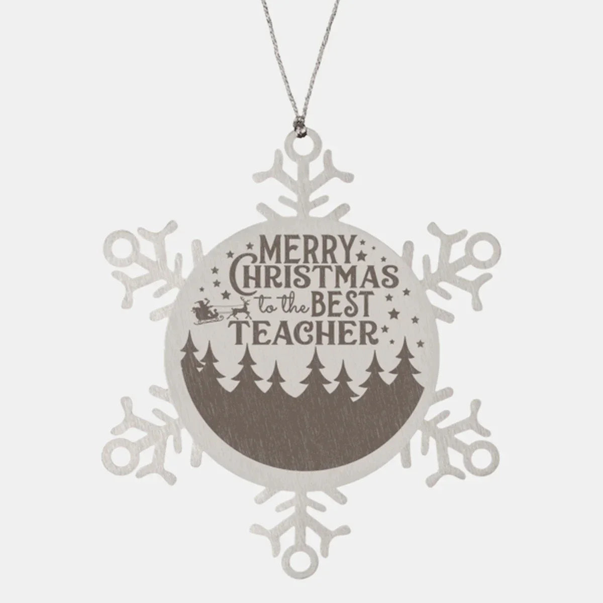 Teacher Gift, Merry Christmas to the Best Teacher, Snowflake Laser Engraved Steel Christmas Ornament, Funny Sarcastic Gifts, Novelty Gifts for Men, Women, Coworkers, Keepsake Teacher Ornament