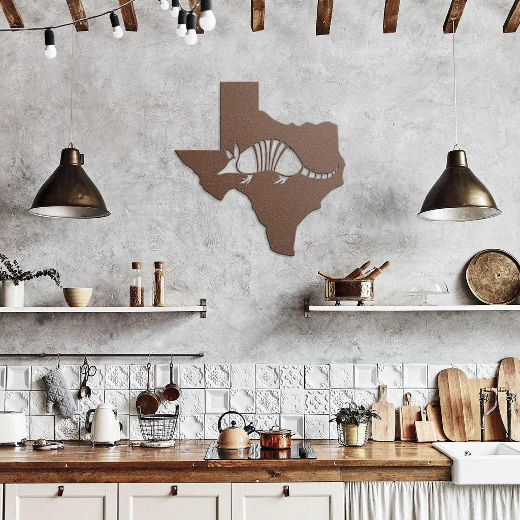 Texas Armadillo Metal Art Wall Sign