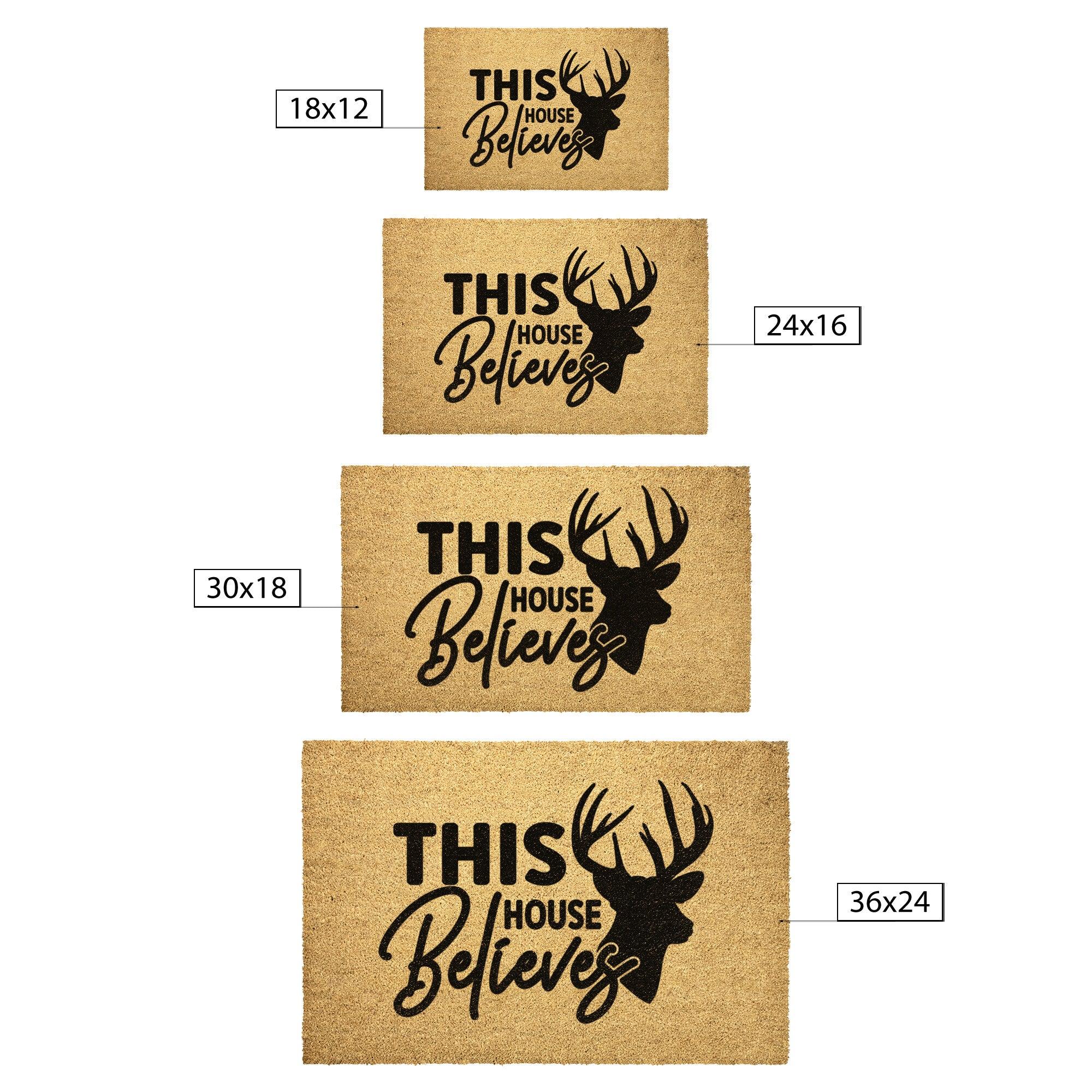 This House Believes in Christmas Outdoor Mat - Mallard Moon Gift Shop