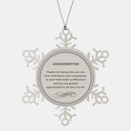 Underwriter Snowflake Ornament - Thanks for being who you are - Birthday Christmas Jewelry Gifts Coworkers Colleague Boss