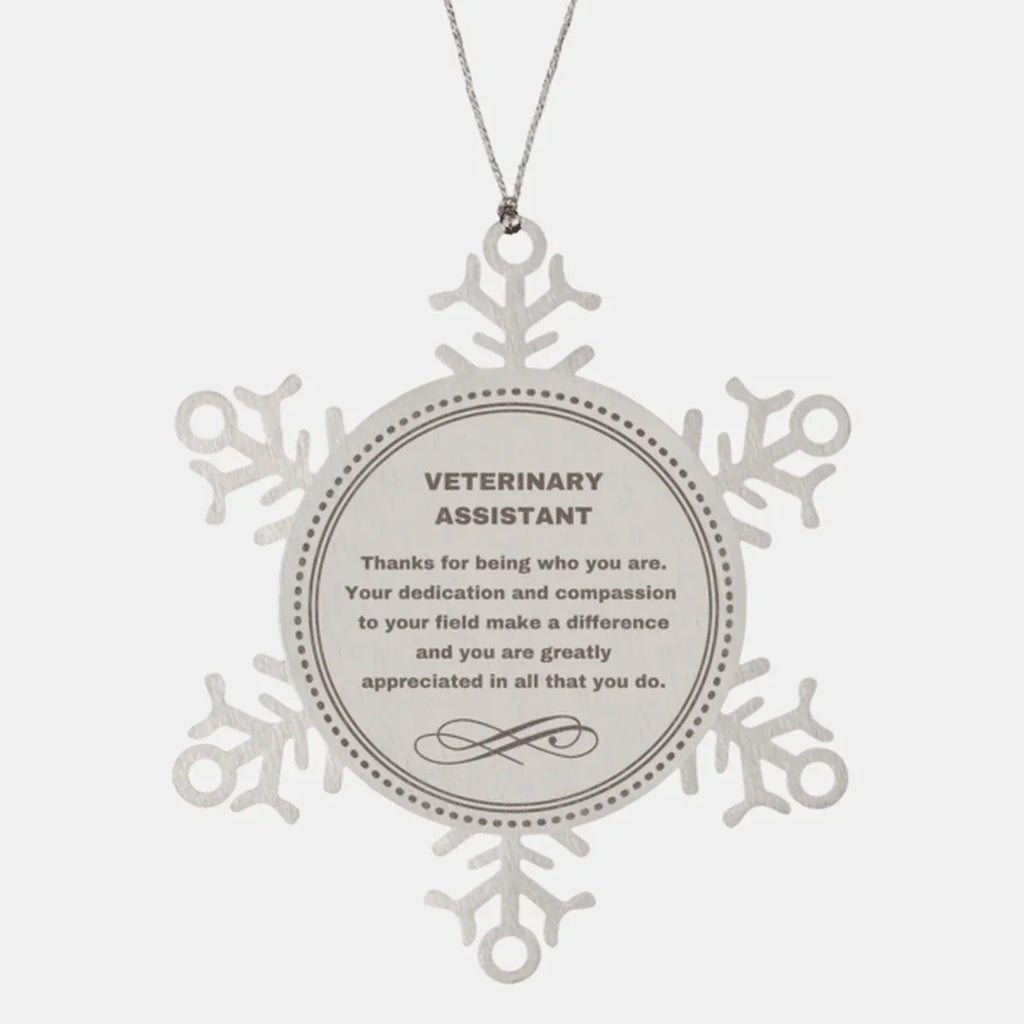 Veterinary Assistant Snowflake Ornament - Thanks for being who you are - Birthday Christmas Jewelry Gifts Coworkers Colleague Boss