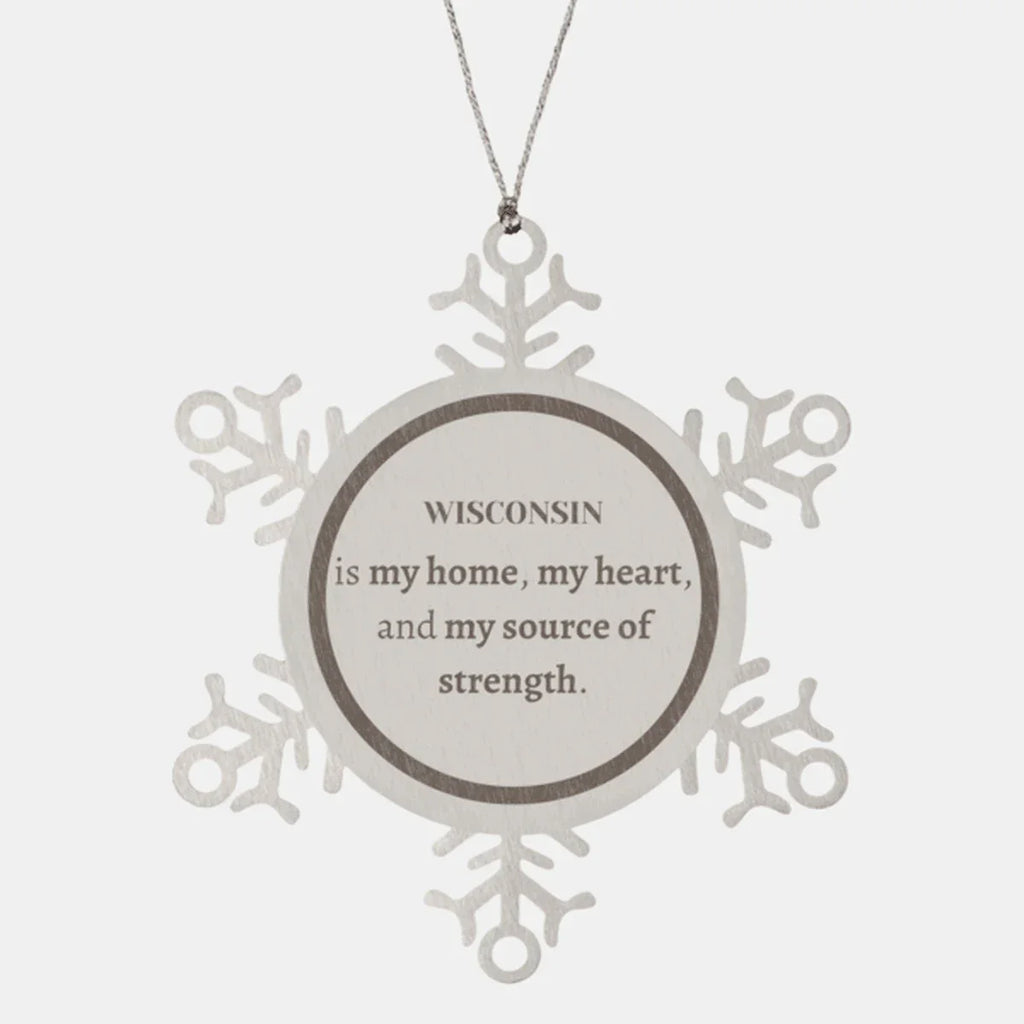 Wisconsin is my home Gifts, Lovely Wisconsin Birthday Christmas Snowflake Ornament For People from Wisconsin, Men, Women, Friends