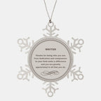 Writer Snowflake Ornament - Thanks for being who you are - Birthday Christmas Jewelry Gifts Coworkers Colleague Boss
