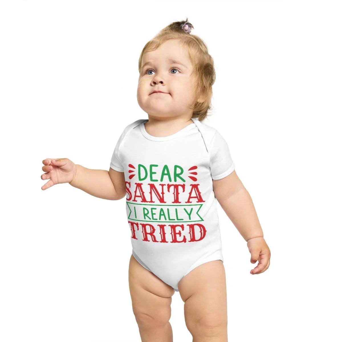 Dear Santa - I Really Tried Short Sleeve Baby Bodysuit
